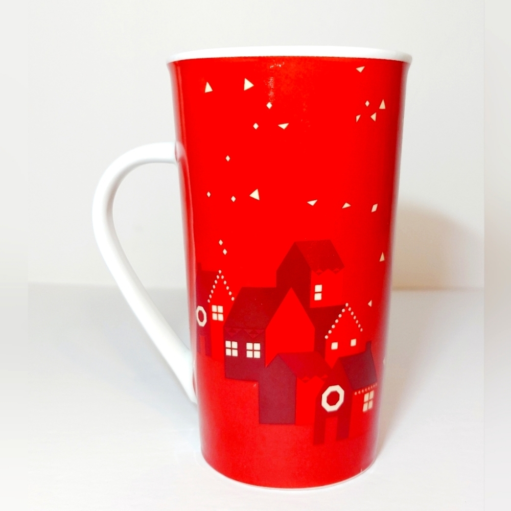 Red Glass 2013 Starbucks‎ Tall Ceramic Collevtible Christmas Mug